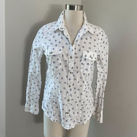 Levis Womens Medium Paisley Long Sleeve Pearl Snap Up Shirt Western Cowgirl - Picture 1 of 10